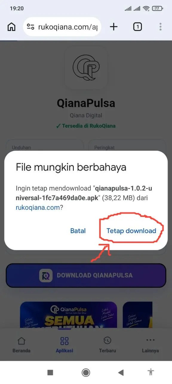 Langkah 1 - Tetap download