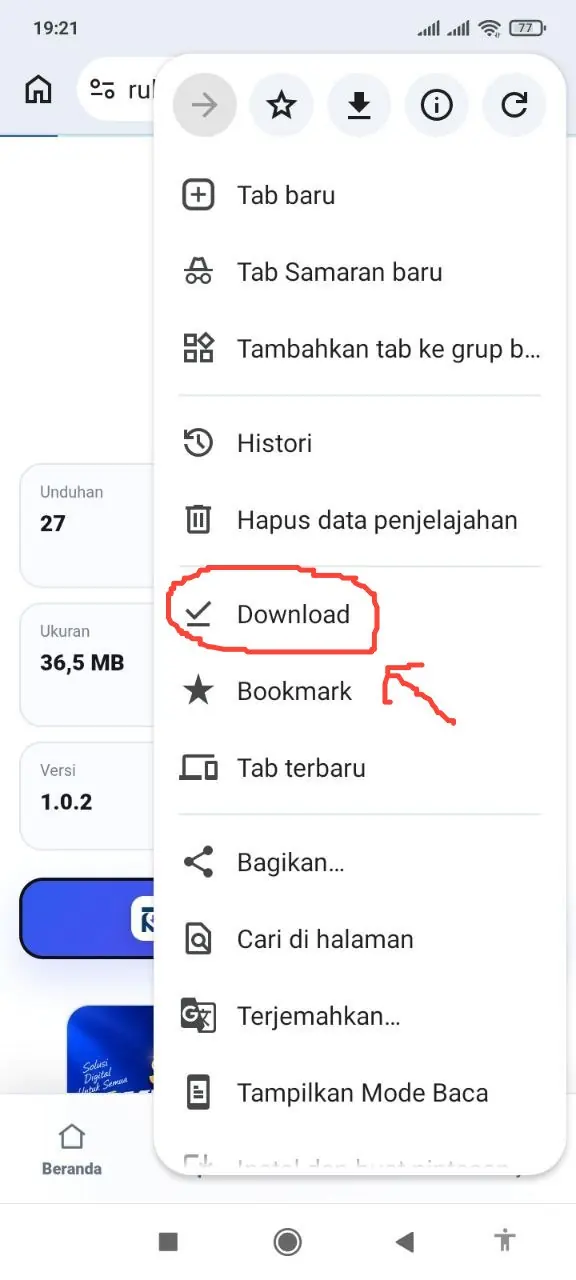 Langkah 2 - Buka menu Download